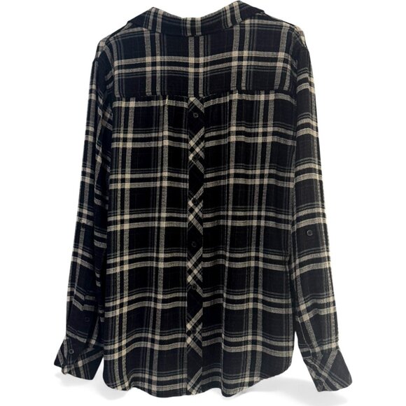 Cosmic Blue Love Maci Relaxed Plaid Top Women's Size L - Picture 6 of 10